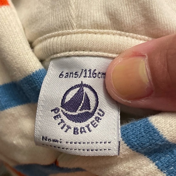 Petit Bateau Striped Hoodie - Red, Blue, White size 6 - Picture 7 of 7